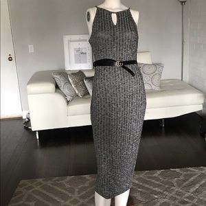 Charlotte Russe Grey Ribbed Midi Dress